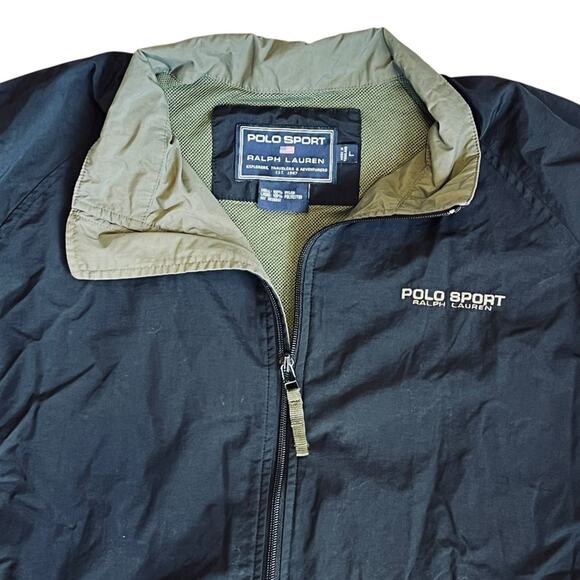 Polo Sport Ralph Lauren Men’s L Vintage 90s Black Windbreaker Jacket Soft Shell - Picture 3 of 13